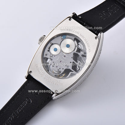 AESOP Skeleton Tonneau Tourbillon Men Watch Zircon Bezel Hand Wind Sapphire Crystal Luminous Waterproof Luxury Men Wristwatch 7069