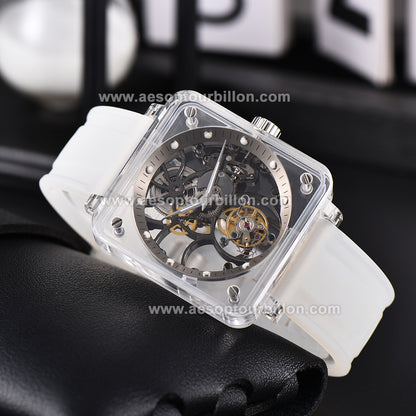 AESOP K9 Crystal Square Case Skeleton Tourbillon Watch 7111