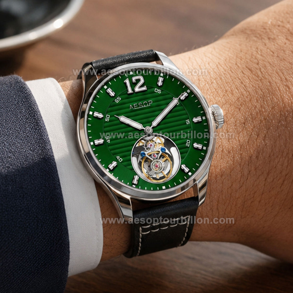 Aesop Business Tourbillon Men Watch Stainless Steel Strap/Leather Strap 7095