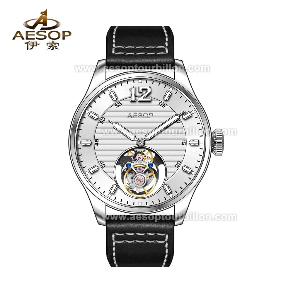 Aesop Business Tourbillon Men Watch Stainless Steel Strap/Leather Strap 7095