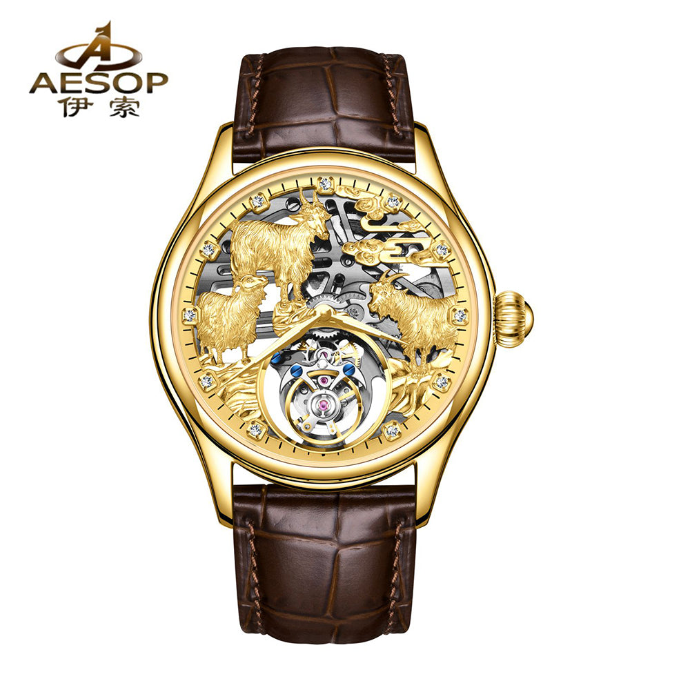 AESOP Zodiac Skeleton Tourbillon Sheep Watch 7081