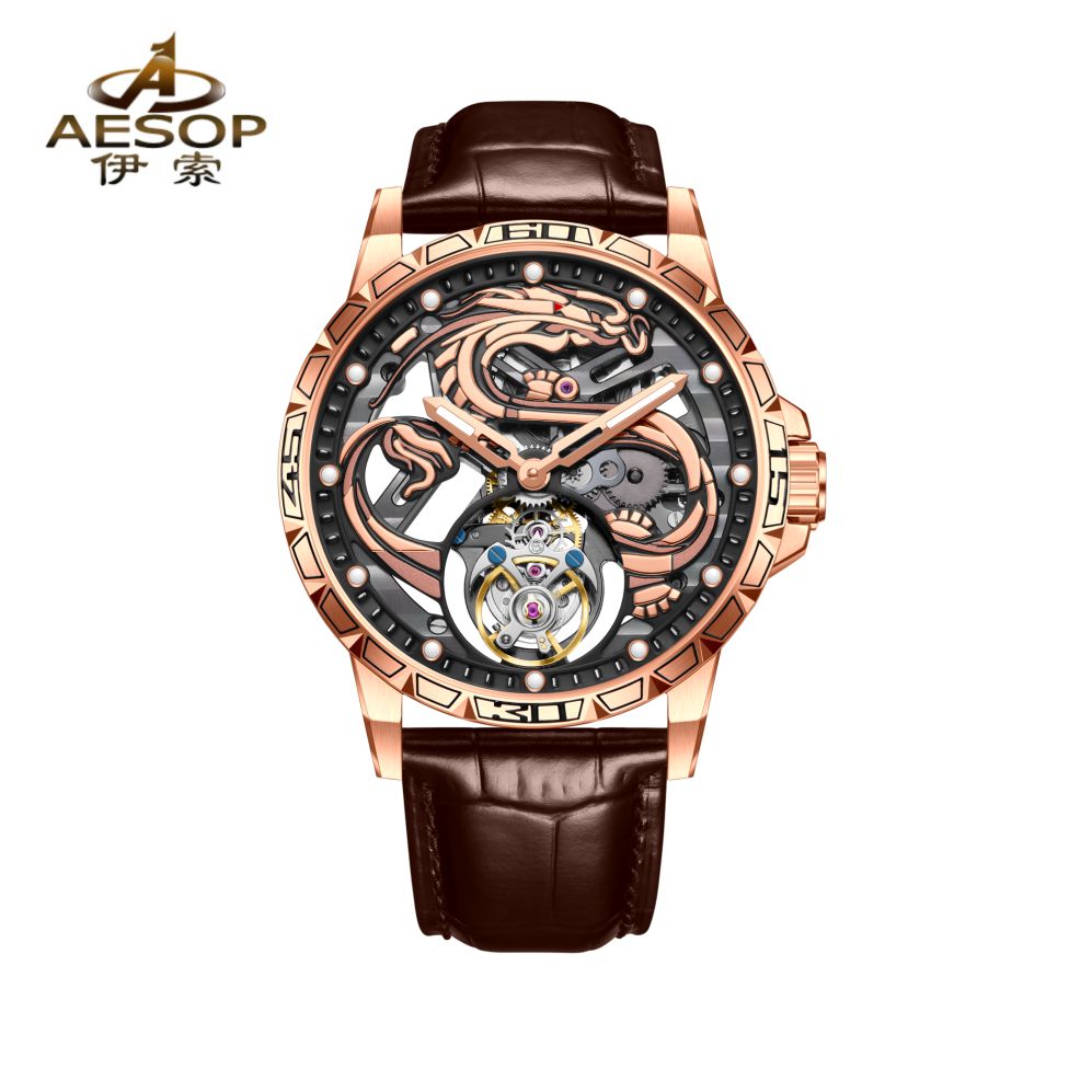 Aesop 7087 Dragon Tourbillon Mechanical Watch Waterproof 30m Fashion Men's Watch