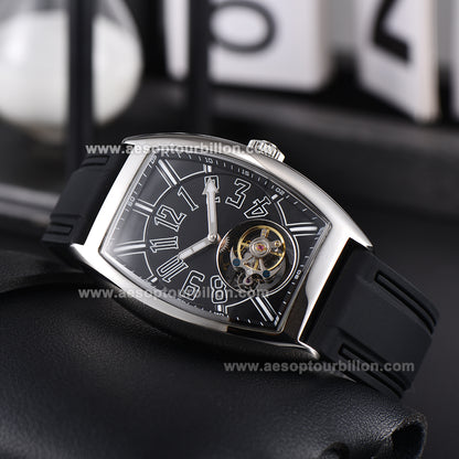 AESOP Tonneau Tourbillon Men Watch Hand Wind Sapphire Crystal Luminous Waterproof 7047