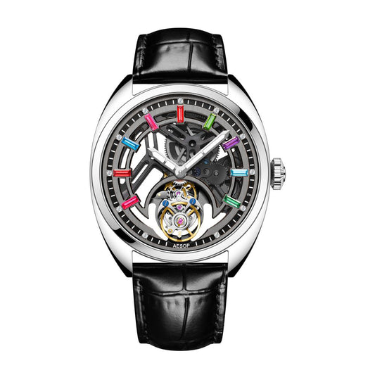 AESOP Skeleton Luminous Sapphire Crystal Original Tourbillon Watch 7062