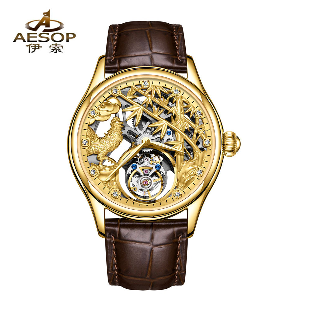 AESOP Zodiac Skeleton Tourbillon Chicken Watch 7072