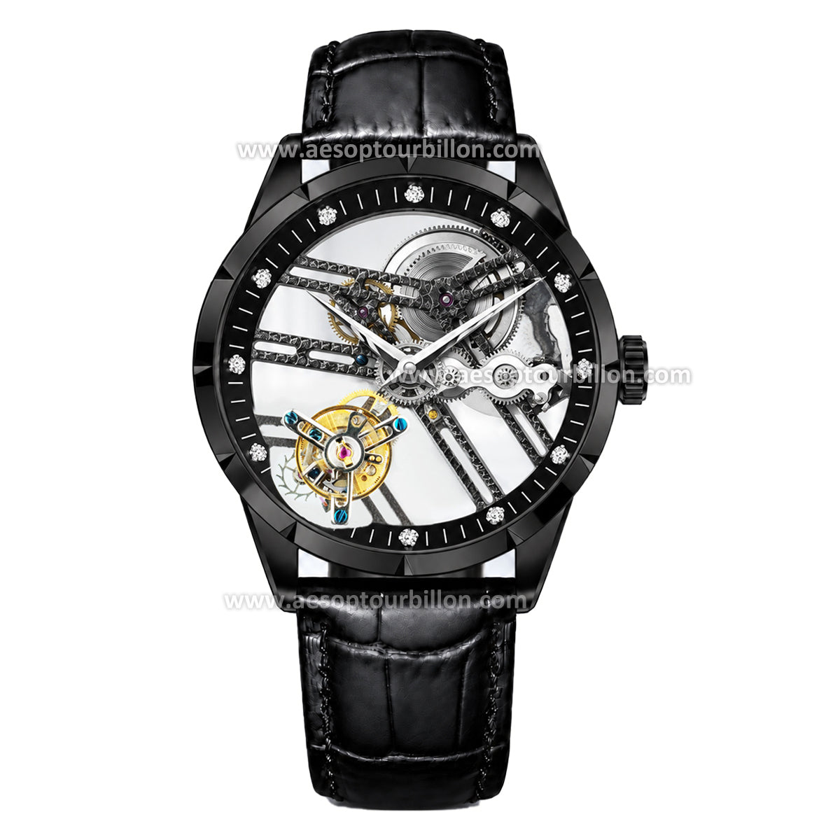 Aesop Hollow Skeleton Flying Tourbillon Men Watch 7022-1