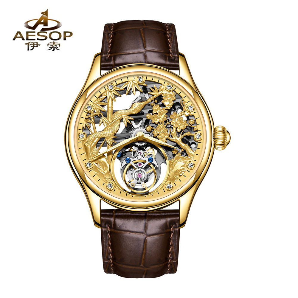 AESOP Zodiac Skeleton Tourbillon Snake Watch 7073