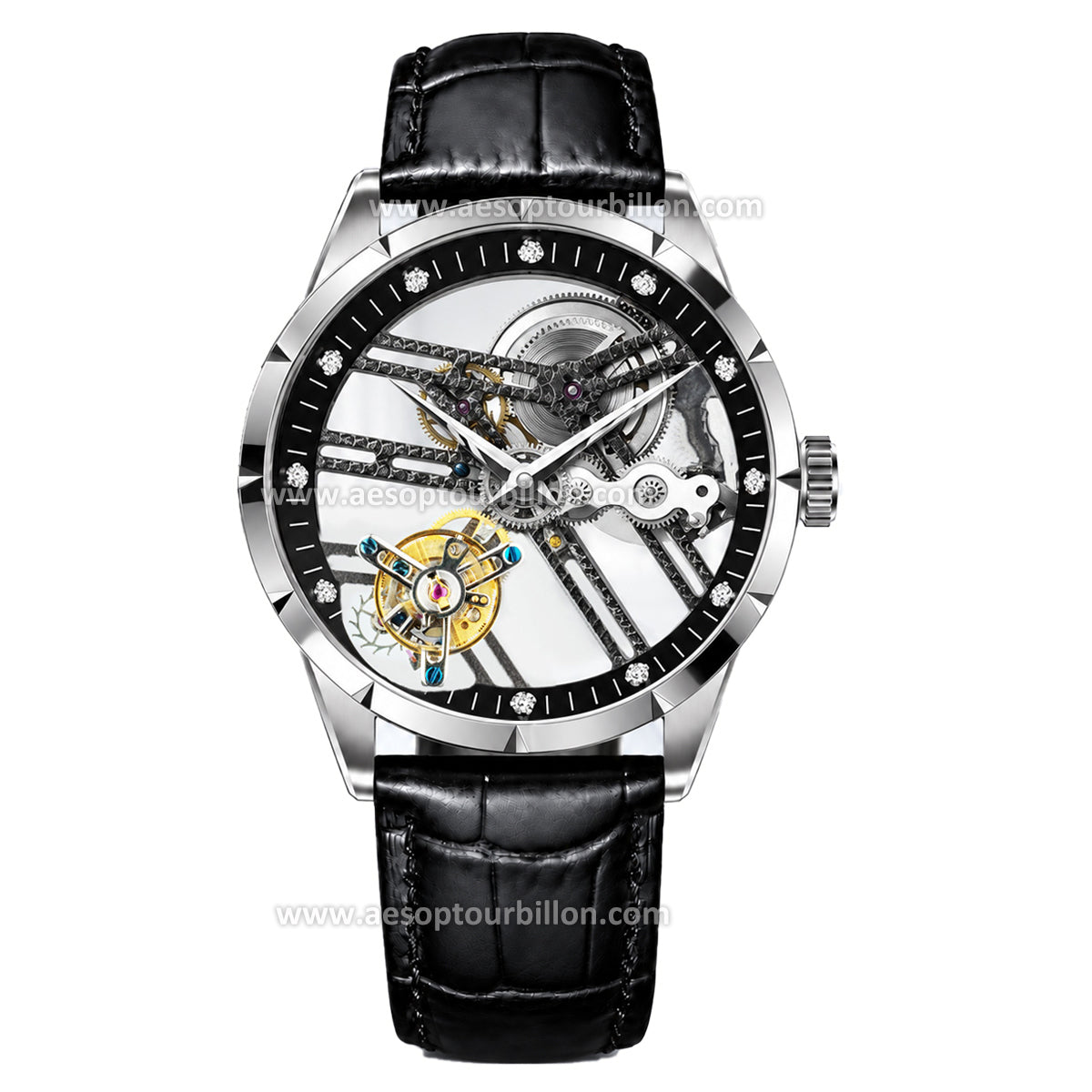 Aesop Hollow Skeleton Flying Tourbillon Men Watch 7022-1