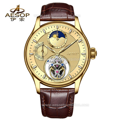 AESOP GMT Day and Night Display Multifunction Tourbillon Watch 7117
