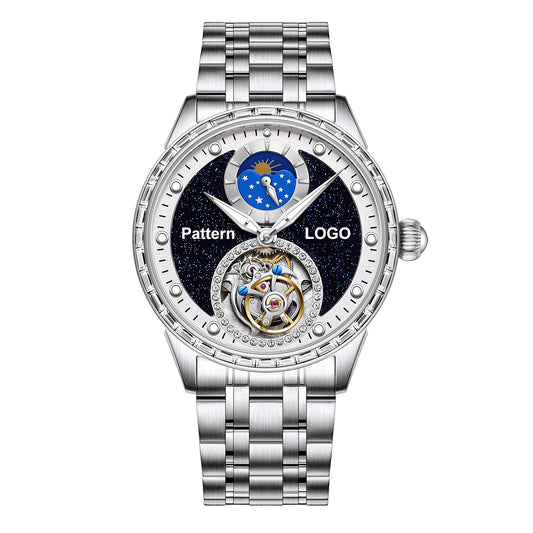 Customized LOGO Blue Sandstone Tourbillon Men Watch 2