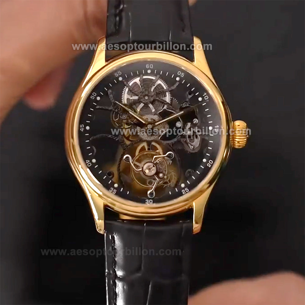 Aesop Hollow Skeleton Tourbillon Men Watch Dial Sapphire Crystal Luminous Waterproof Luxury Men Wristwatch 7031