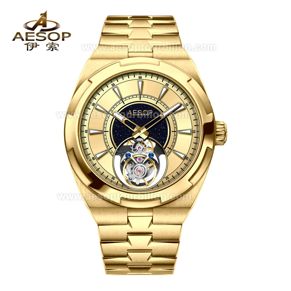 Aesop Classic Tourbillon Men Watch Stainless Steel Strap 7032