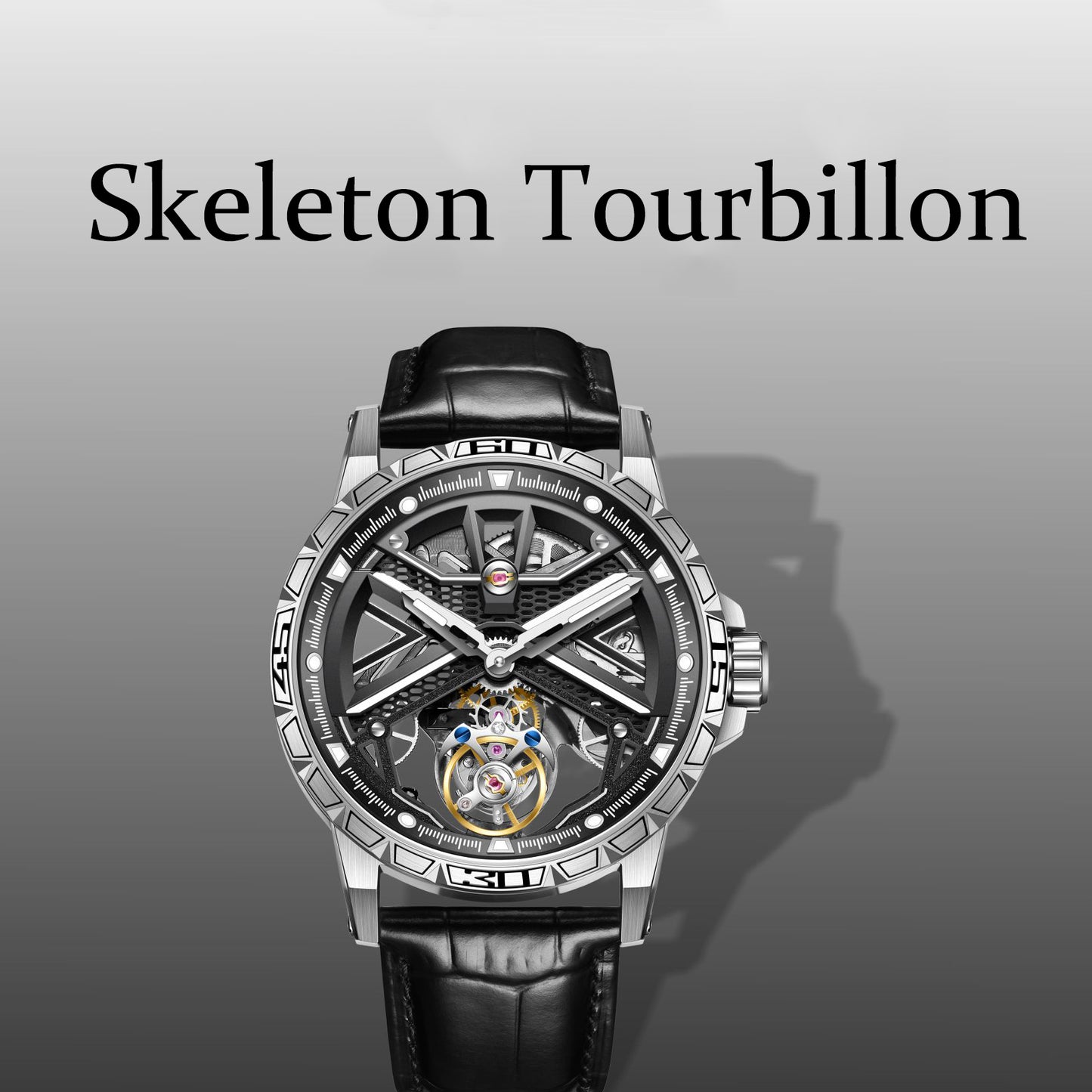 Aesop Original Tourbillon Skeleton Dial Manual Winding Mechanical Wrist Watch 7063