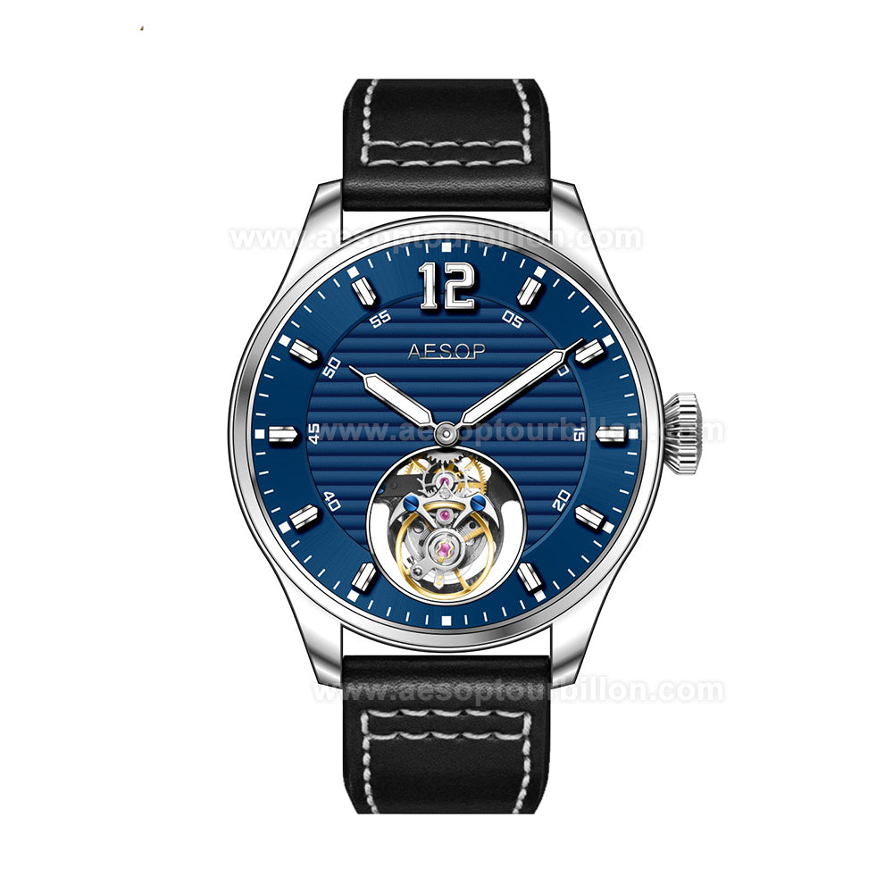 Aesop Business Tourbillon Men Watch Stainless Steel Strap/Leather Strap 7095