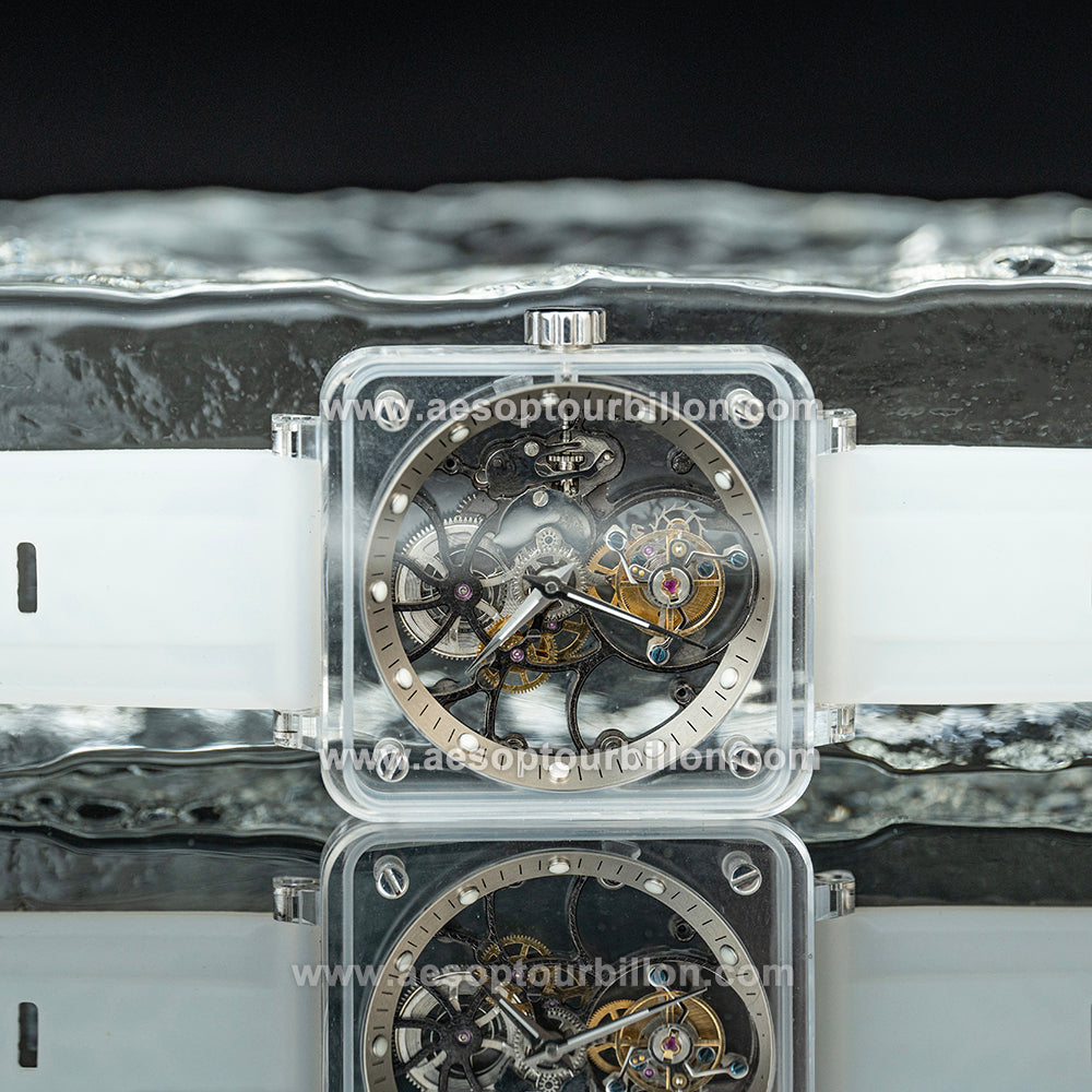 AESOP K9 Crystal Square Case Skeleton Tourbillon Watch 7111