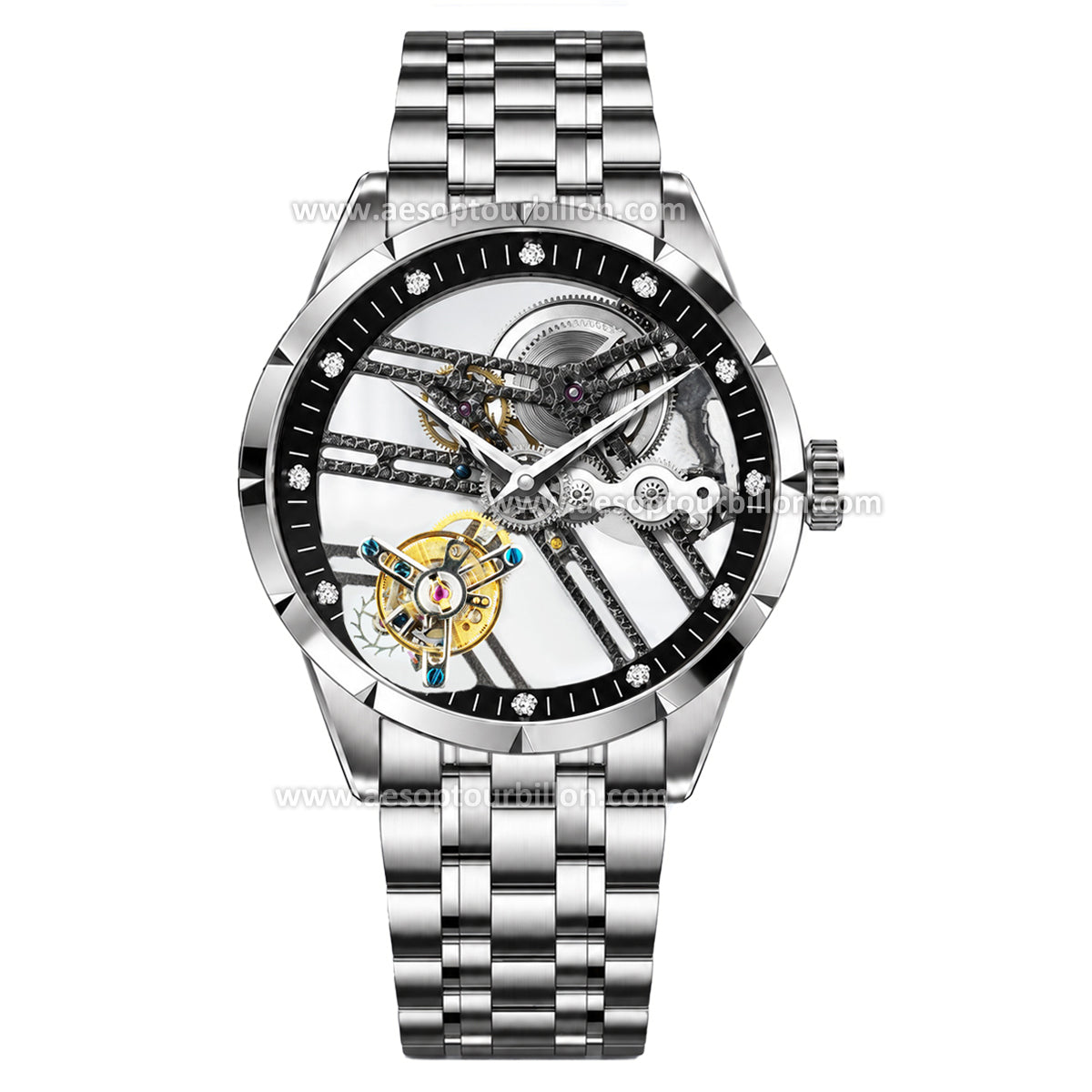 Aesop Hollow Skeleton Flying Tourbillon Men Watch 7022-1
