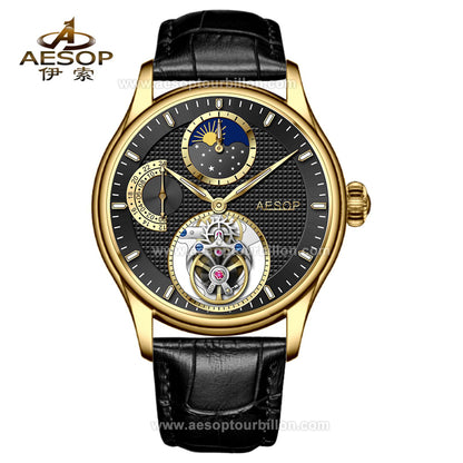 AESOP GMT Day and Night Display Multifunction Tourbillon Watch 7117
