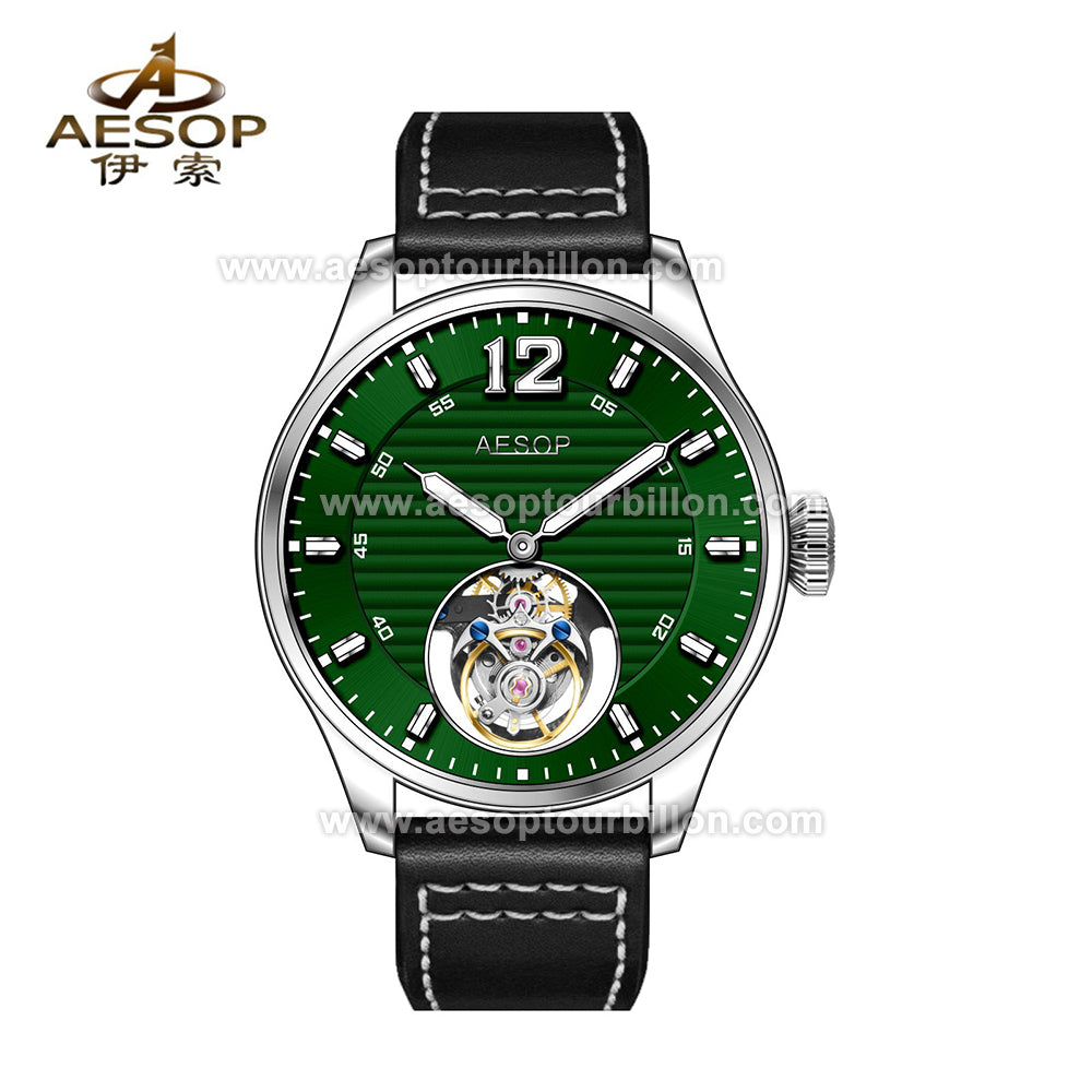 Aesop Business Tourbillon Men Watch Stainless Steel Strap/Leather Strap 7095