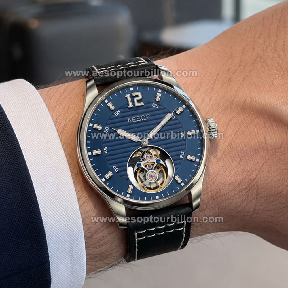 Aesop Business Tourbillon Men Watch Stainless Steel Strap/Leather Strap 7095