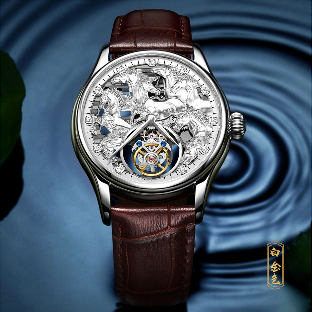 AESOP Zodiac Skeleton Tourbillon Horse Watch 7083