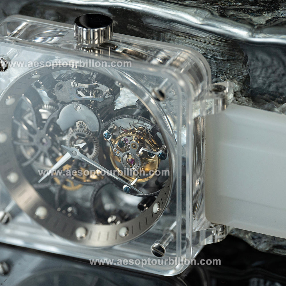 AESOP K9 Crystal Square Case Skeleton Tourbillon Watch 7111