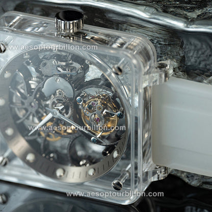 AESOP K9 Crystal Square Case Skeleton Tourbillon Watch 7111