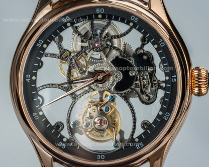 Aesop Hollow Skeleton Tourbillon Men Watch Peacock Movement Luxury Men Wristwatch 7031