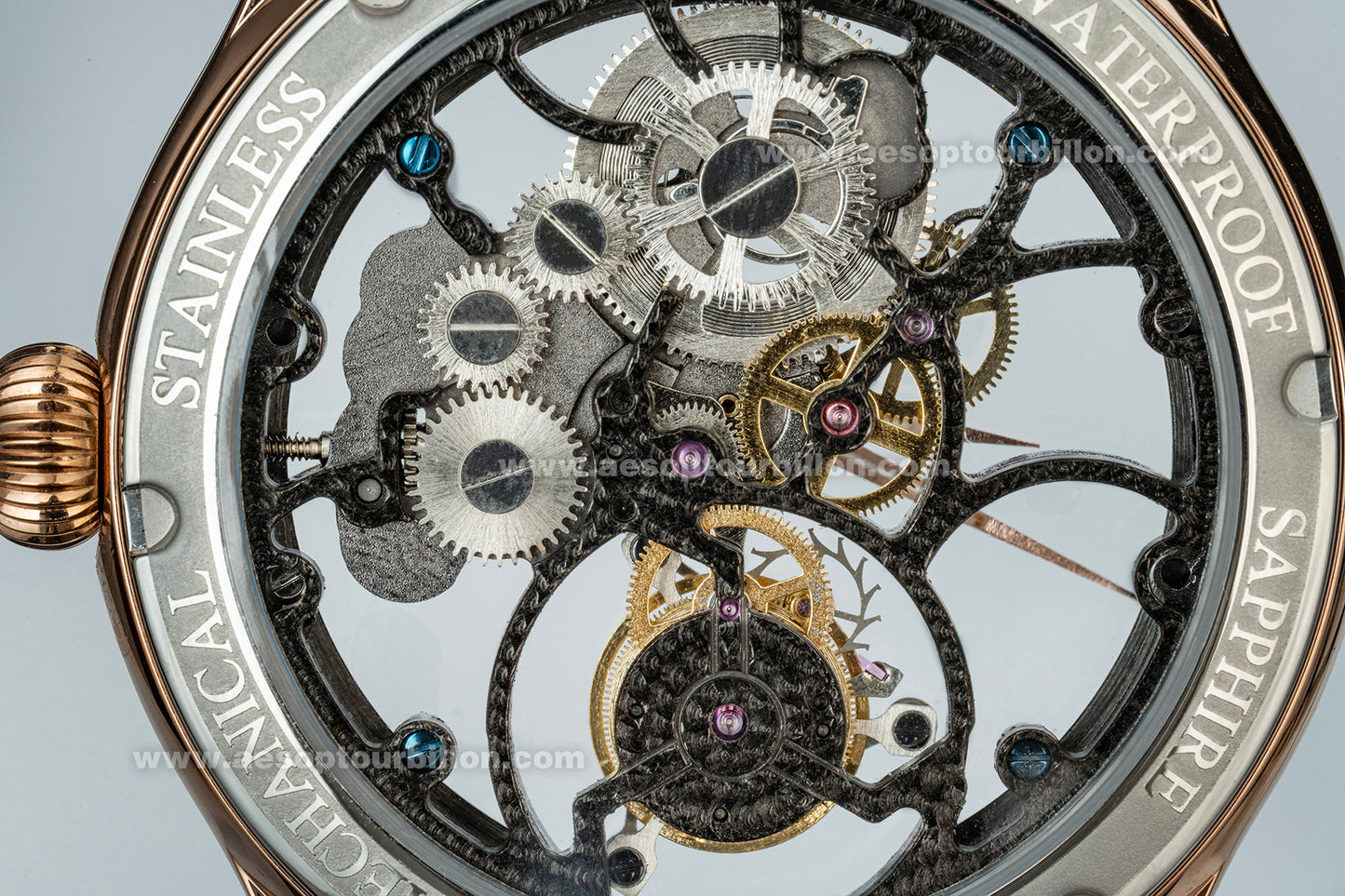 Aesop Hollow Skeleton Tourbillon Men Watch Carbon Fiber Dial Sapphire Crystal Luminous Waterproof Luxury Men Wristwatch 7031