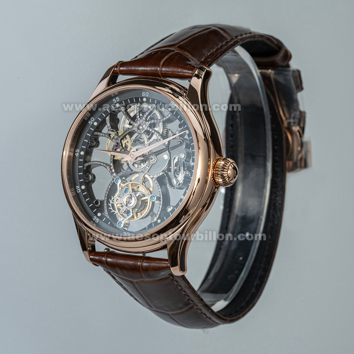 Aesop Hollow Skeleton Tourbillon Men Watch Carbon Fiber Dial Sapphire Crystal Luminous Waterproof Luxury Men Wristwatch 7031