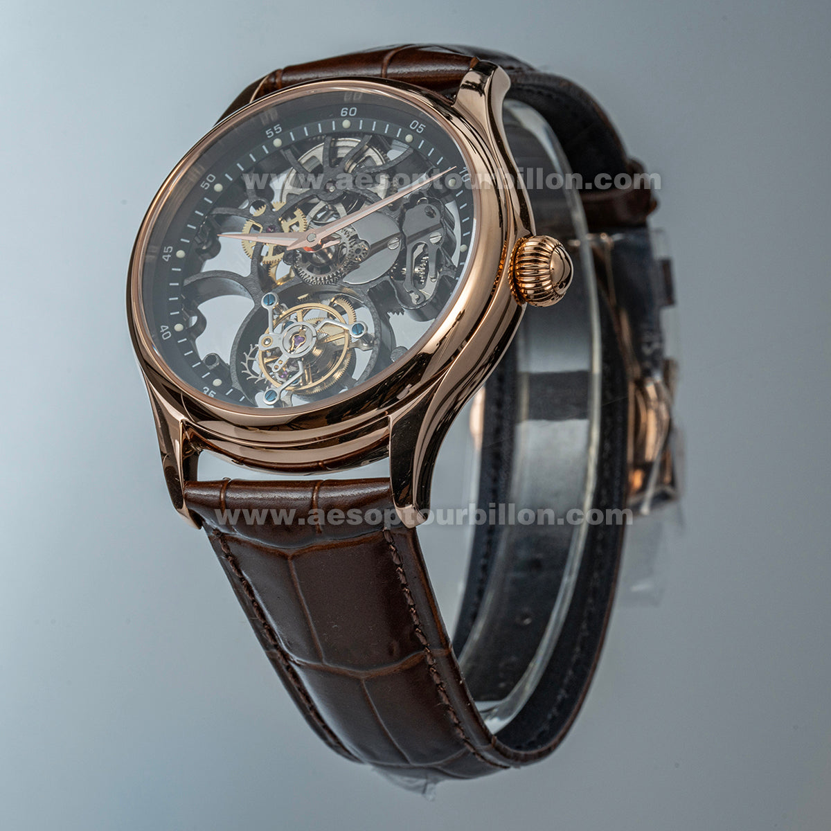 Aesop Hollow Skeleton Tourbillon Men Watch Carbon Fiber Dial Sapphire Crystal Luminous Waterproof Luxury Men Wristwatch 7031