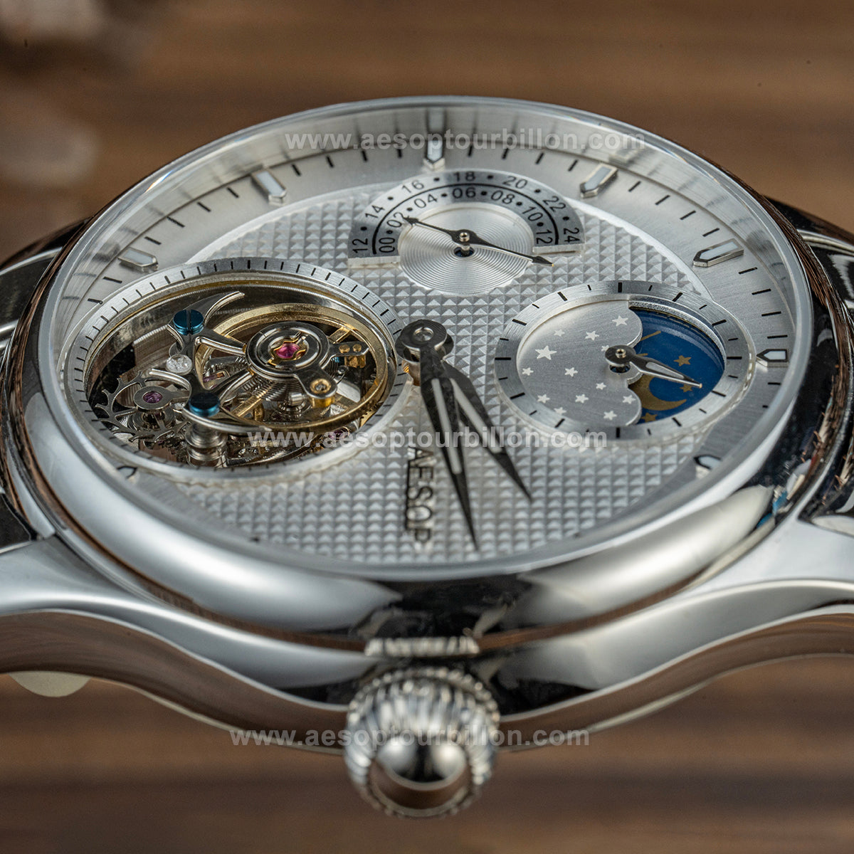 AESOP GMT Day and Night Display Multifunction Tourbillon Watch 7117