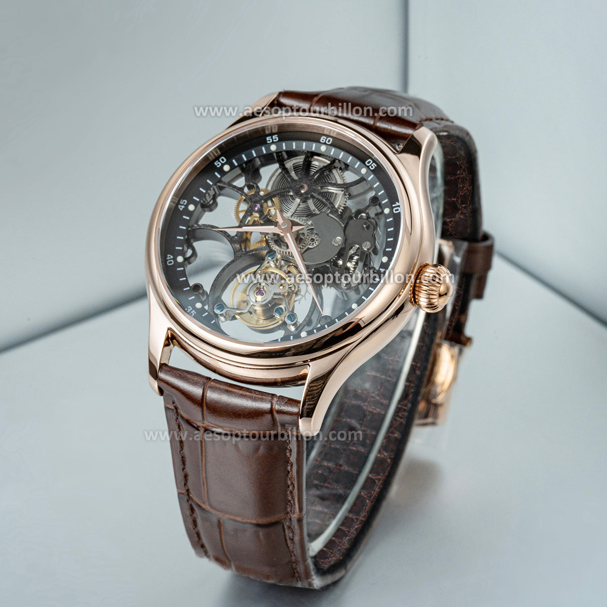 Aesop Hollow Skeleton Tourbillon Men Watch Dial Sapphire Crystal Luminous Waterproof Luxury Men Wristwatch 7031