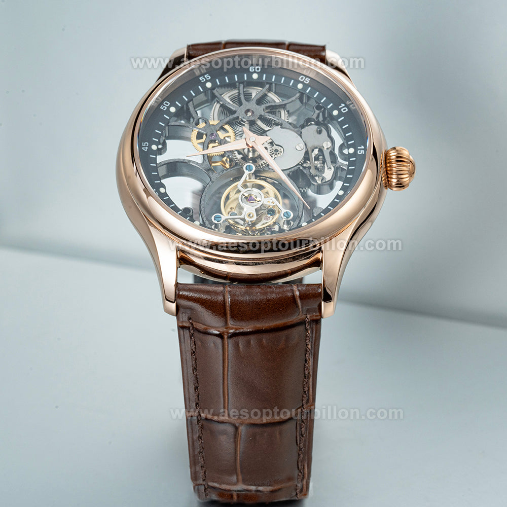 Aesop Hollow Skeleton Tourbillon Men Watch Dial Sapphire Crystal Luminous Waterproof Luxury Men Wristwatch 7031