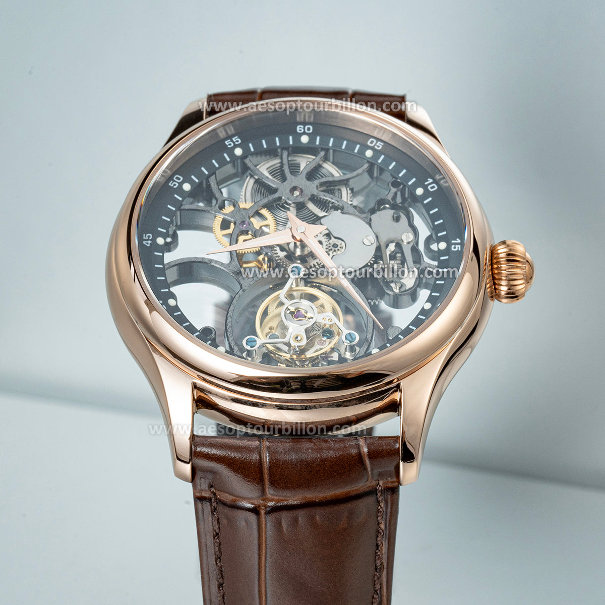 Aesop Hollow Skeleton Tourbillon Men Watch Dial Sapphire Crystal Luminous Waterproof Luxury Men Wristwatch 7031