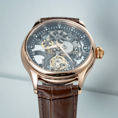 Aesop Hollow Skeleton Tourbillon Men Watch Peacock Movement Luxury Men Wristwatch 7031