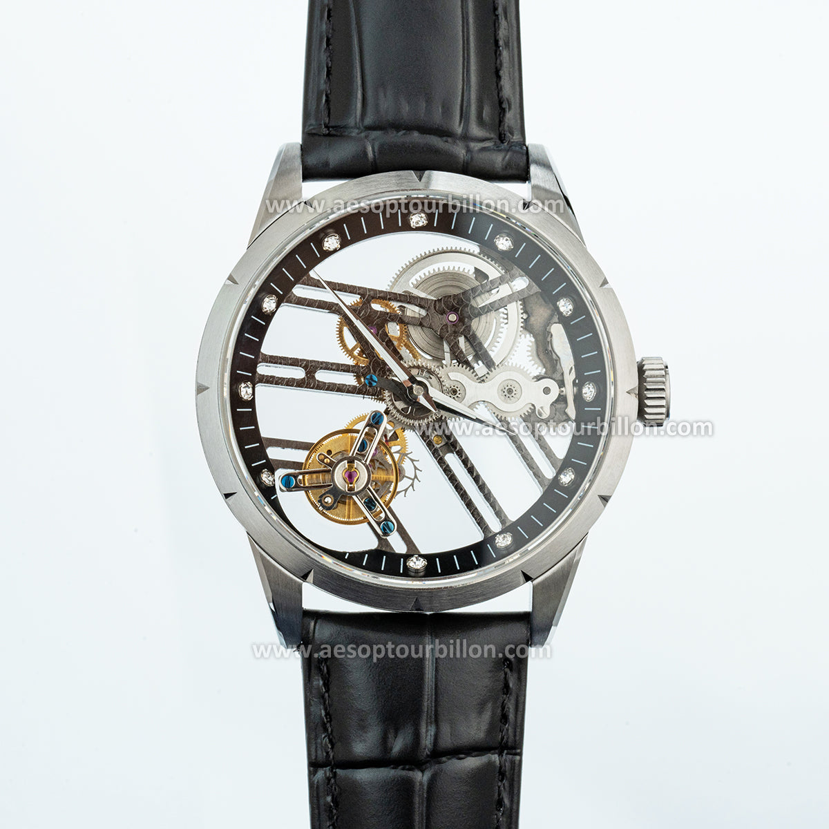 Aesop Hollow Skeleton Flying Tourbillon Men Watch 7022-1