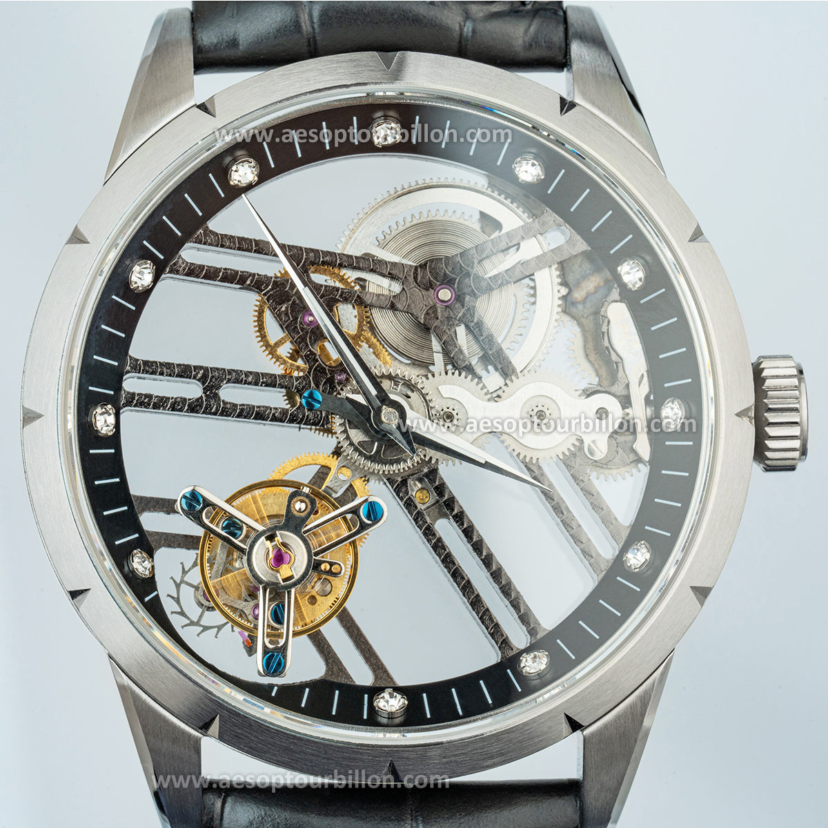 Aesop Hollow Skeleton Flying Tourbillon Men Watch 7022-1