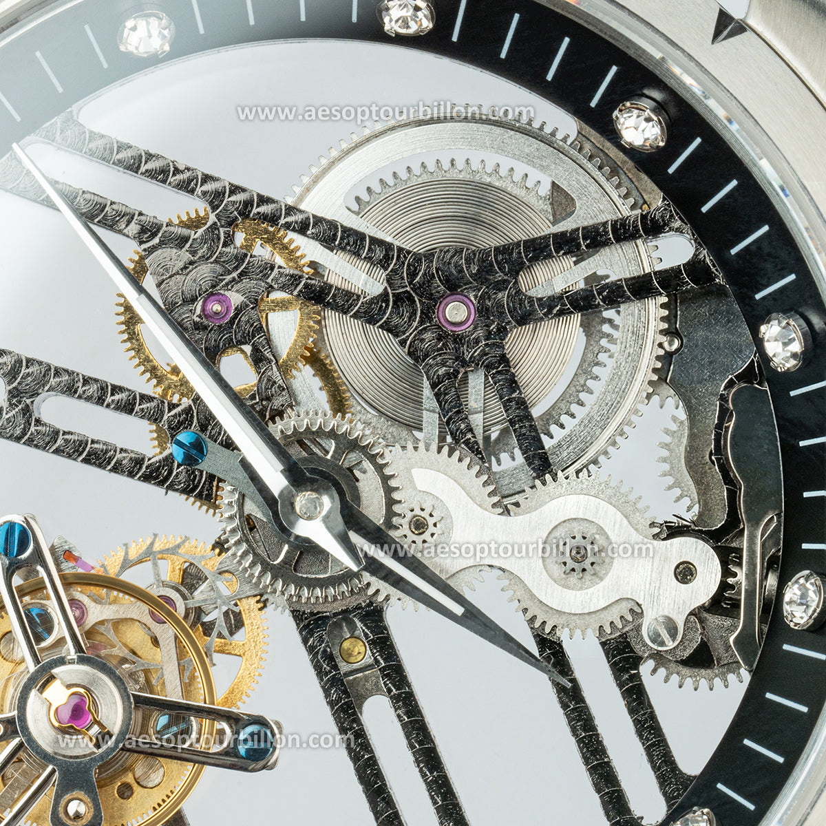 Aesop Hollow Skeleton Flying Tourbillon Men Watch 7022-1