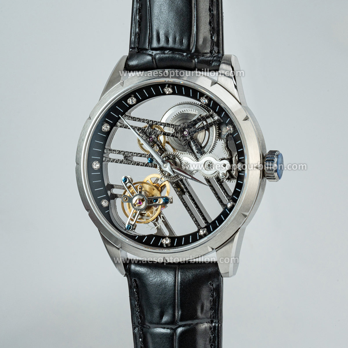 Aesop Hollow Skeleton Flying Tourbillon Men Watch 7022-1