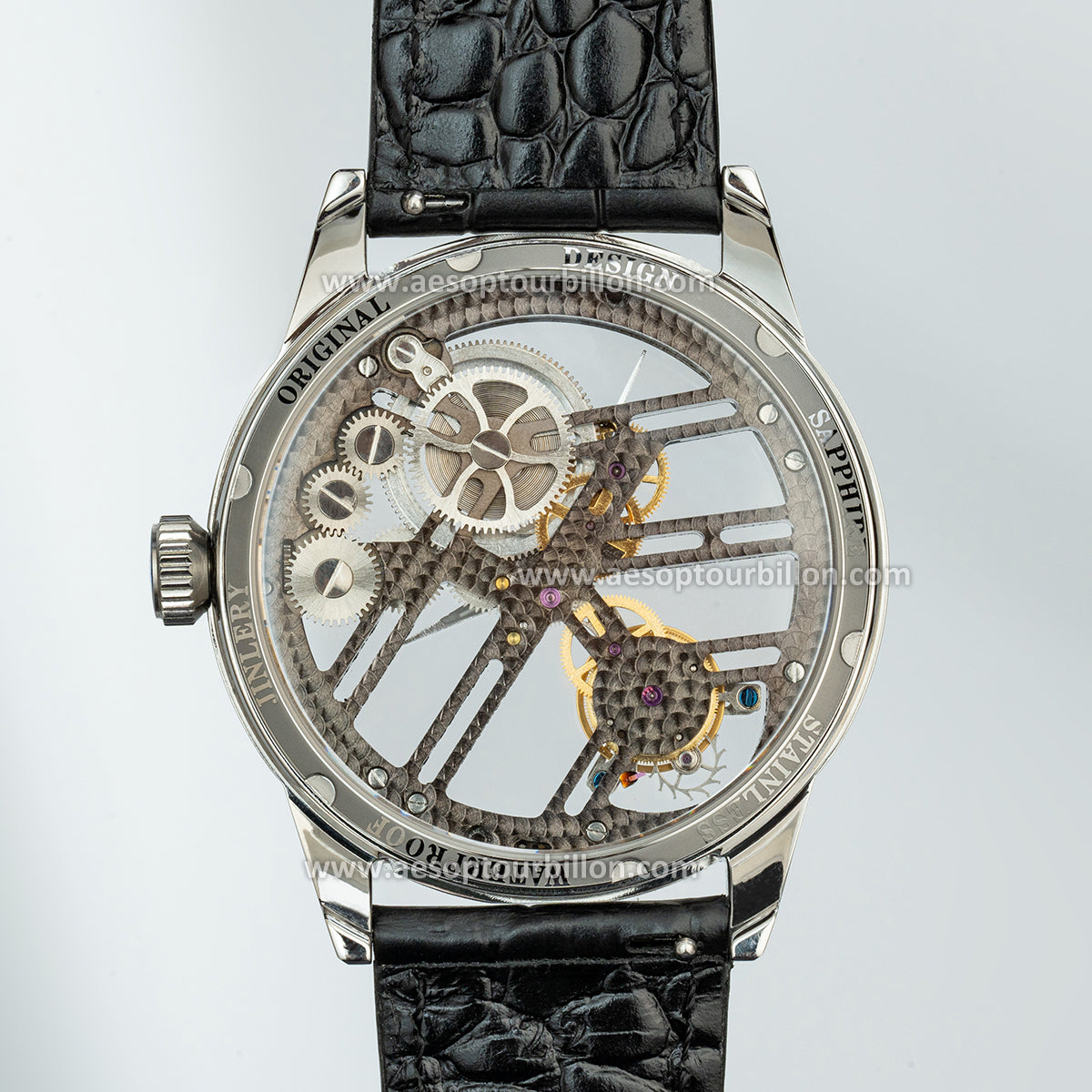 Aesop Hollow Skeleton Flying Tourbillon Men Watch 7022-1