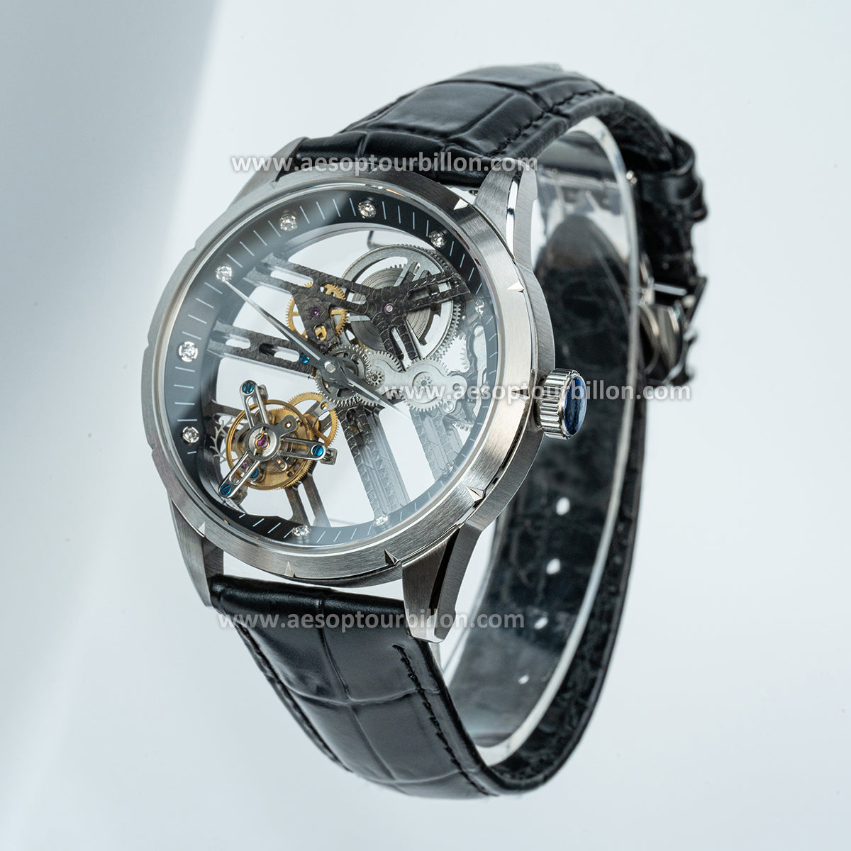Aesop Hollow Skeleton Flying Tourbillon Men Watch 7022-1