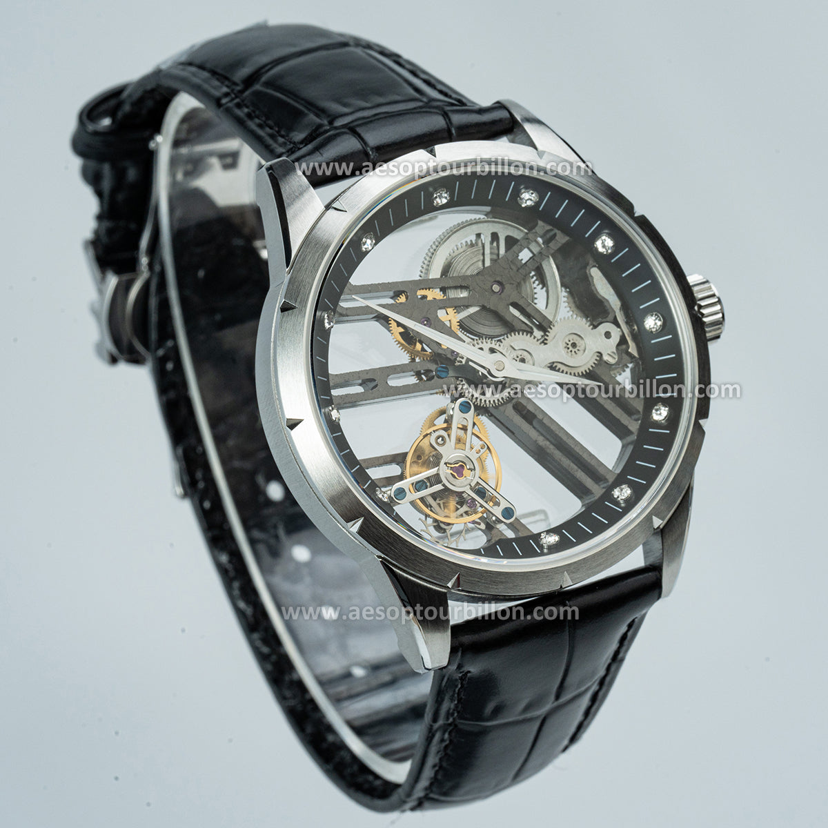 Aesop Hollow Skeleton Flying Tourbillon Men Watch 7022-1