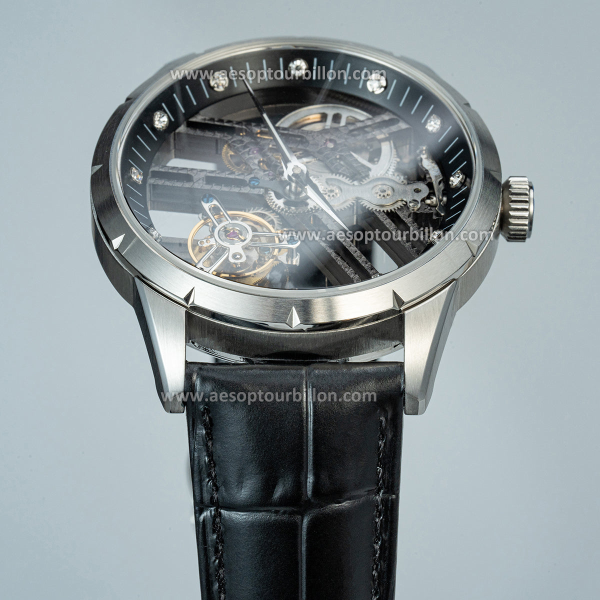 Aesop Hollow Skeleton Flying Tourbillon Men Watch 7022-1