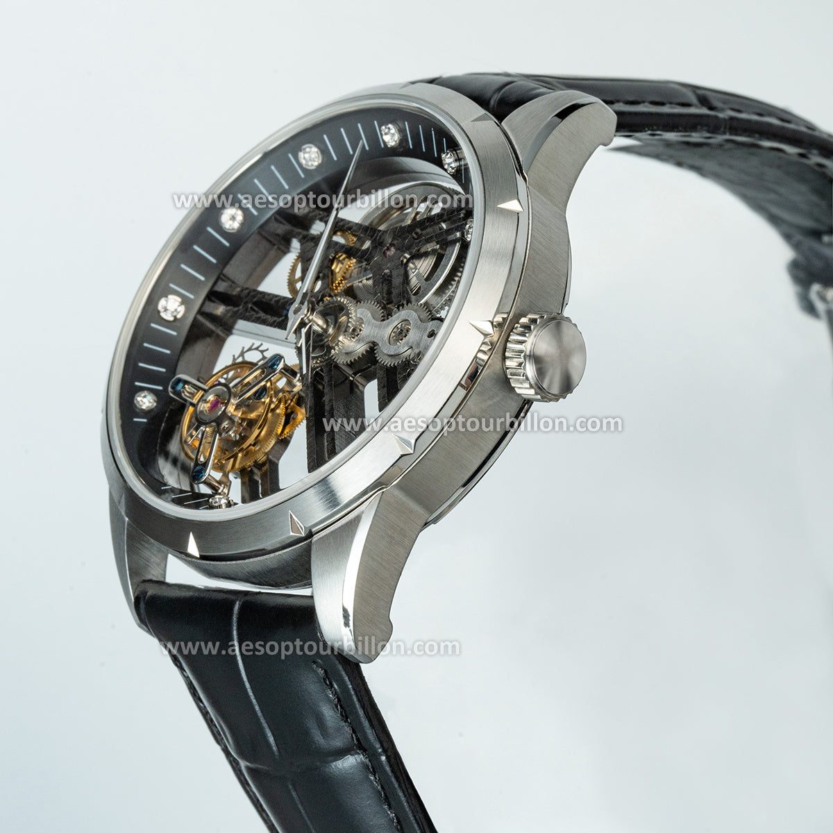 Aesop Hollow Skeleton Flying Tourbillon Men Watch 7022-1