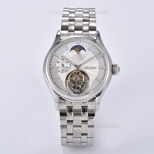 AESOP GMT Day and Night Display Multifunction Tourbillon Watch 7118