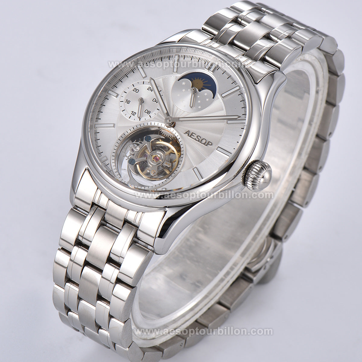 AESOP GMT Day and Night Display Multifunction Tourbillon Watch 7118