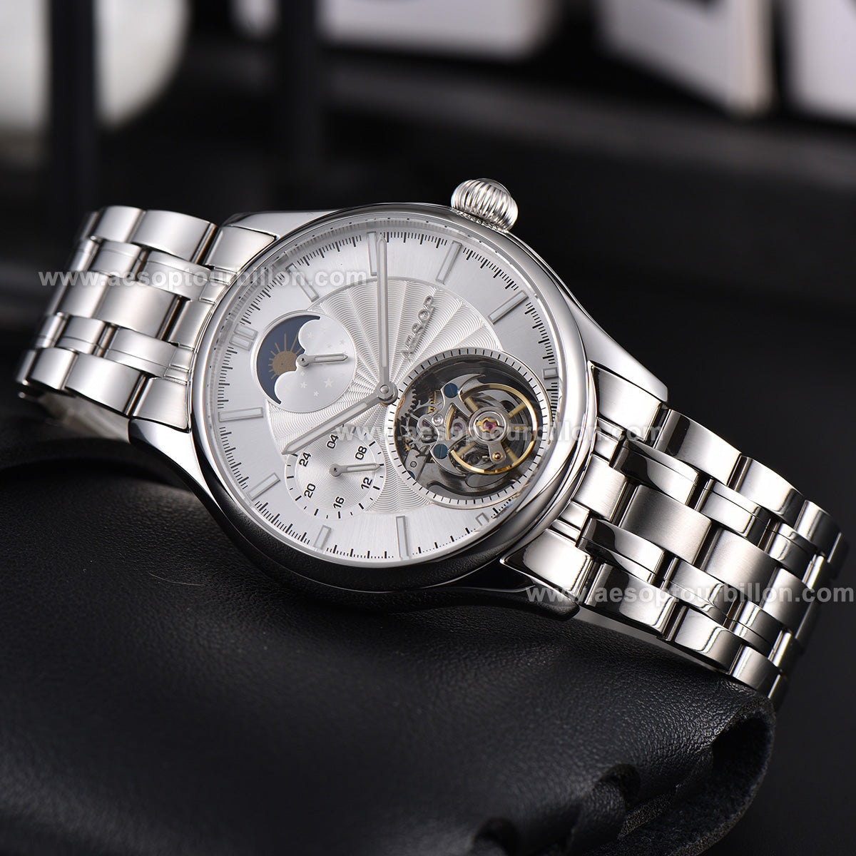 AESOP GMT Day and Night Display Multifunction Tourbillon Watch 7118