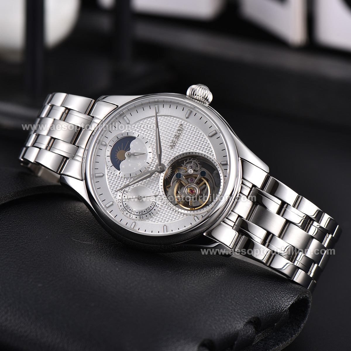 AESOP GMT Day and Night Display Multifunction Tourbillon Watch 7117