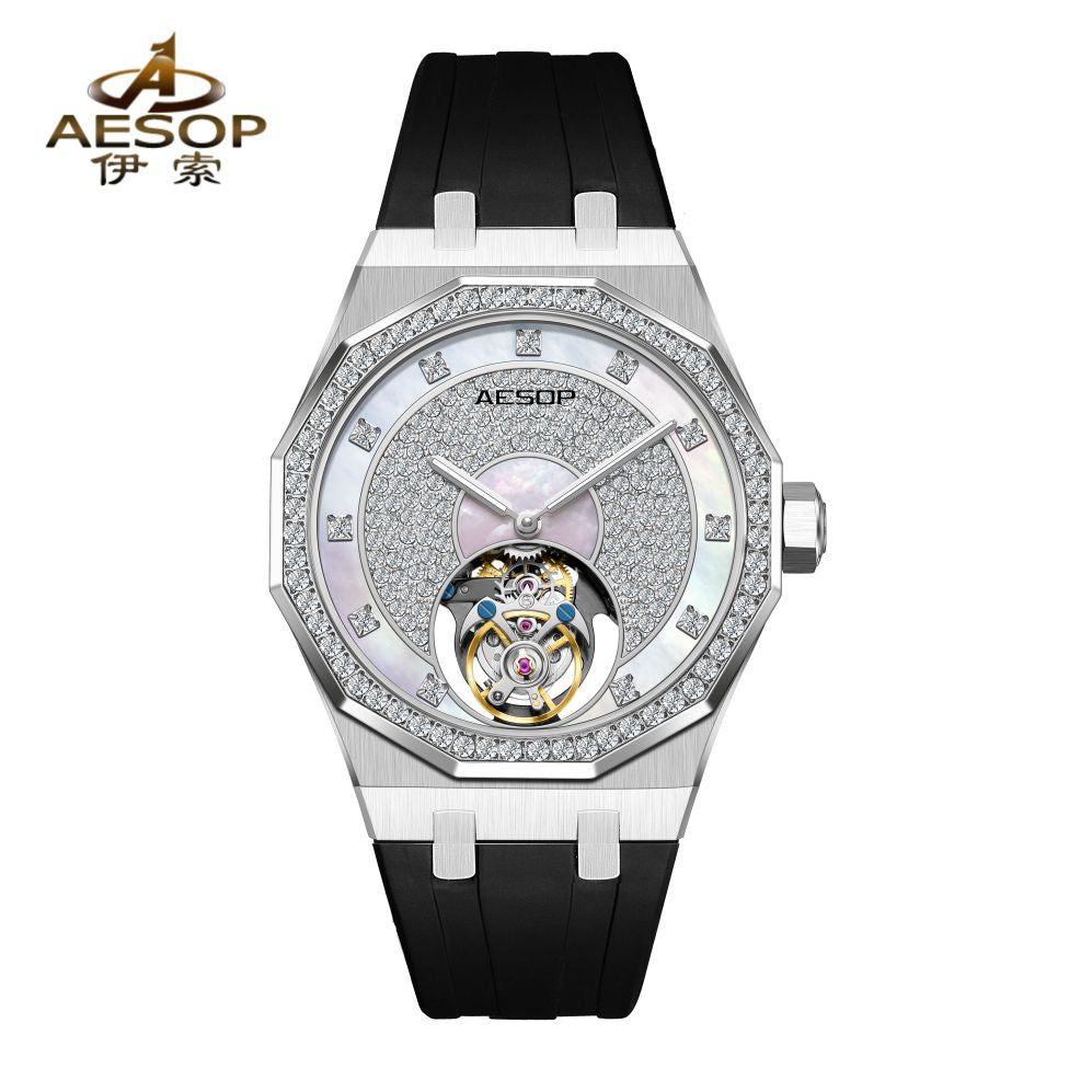 Aesop Luxury Diamond Inlay Tourbillon Watch 7088G