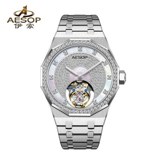 Aesop Luxury Diamond Inlay Tourbillon Watch 7088G